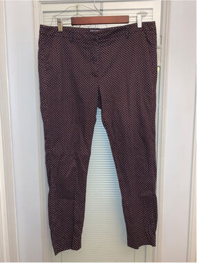 Women's b.young Burgundy Black Patterned Ankle & Cropped Pants M